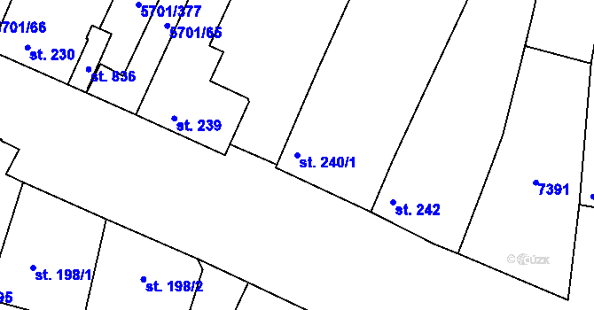 Parcela st. 240/1 v KÚ Hrádek u Znojma, Katastrální mapa