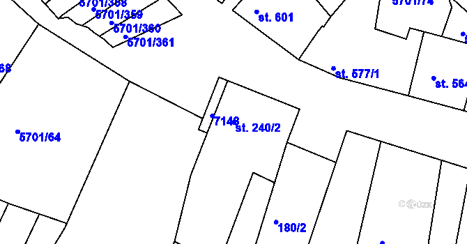 Parcela st. 240/2 v KÚ Hrádek u Znojma, Katastrální mapa