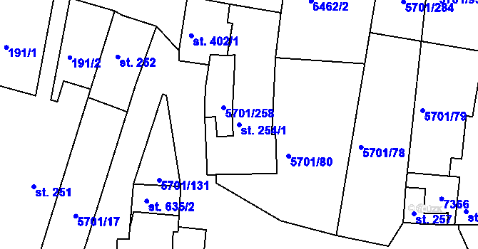 Parcela st. 254/1 v KÚ Hrádek u Znojma, Katastrální mapa