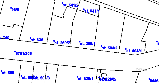Parcela st. 269/1 v KÚ Hrádek u Znojma, Katastrální mapa