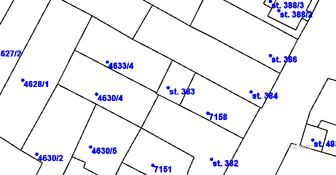 Parcela st. 383 v KÚ Hrádek u Znojma, Katastrální mapa