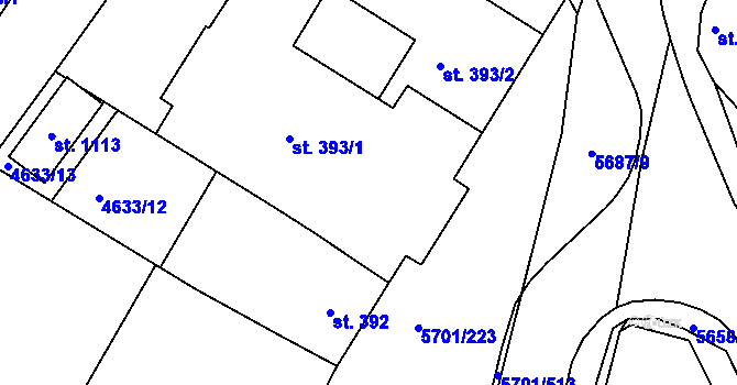 Parcela st. 393/1 v KÚ Hrádek u Znojma, Katastrální mapa
