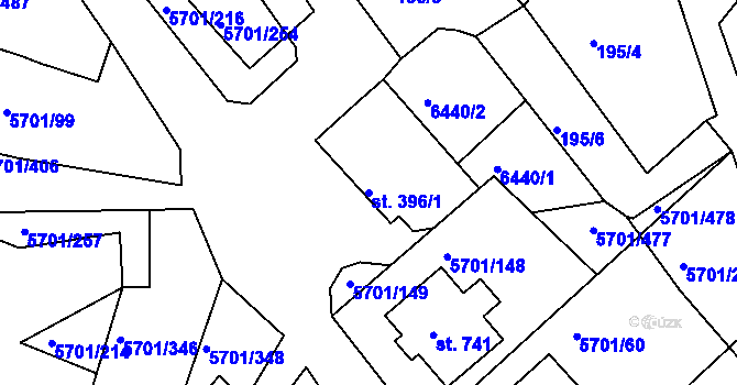 Parcela st. 396/1 v KÚ Hrádek u Znojma, Katastrální mapa