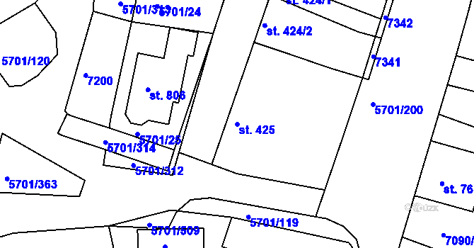 Parcela st. 425 v KÚ Hrádek u Znojma, Katastrální mapa