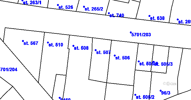 Parcela st. 507 v KÚ Hrádek u Znojma, Katastrální mapa