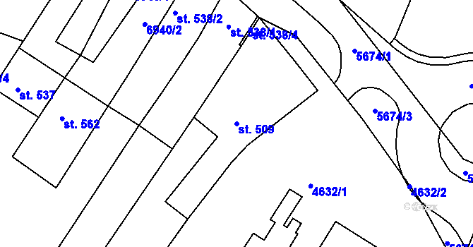 Parcela st. 509 v KÚ Hrádek u Znojma, Katastrální mapa