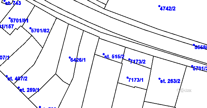 Parcela st. 515/2 v KÚ Hrádek u Znojma, Katastrální mapa