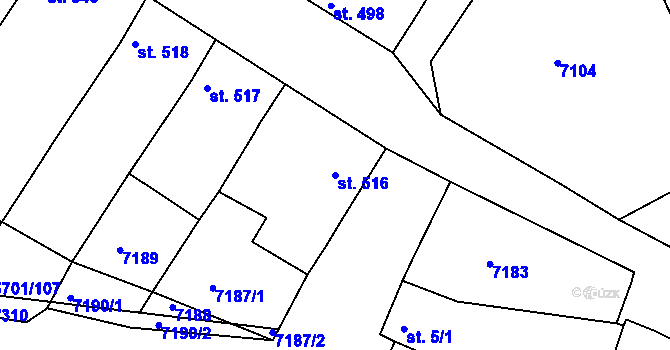 Parcela st. 516 v KÚ Hrádek u Znojma, Katastrální mapa