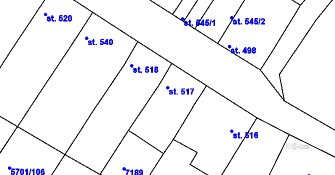Parcela st. 517 v KÚ Hrádek u Znojma, Katastrální mapa