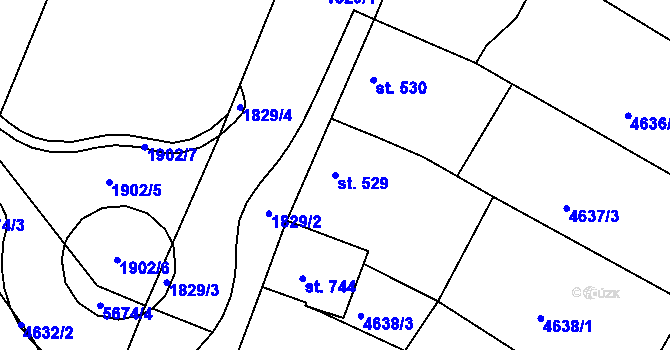 Parcela st. 529 v KÚ Hrádek u Znojma, Katastrální mapa