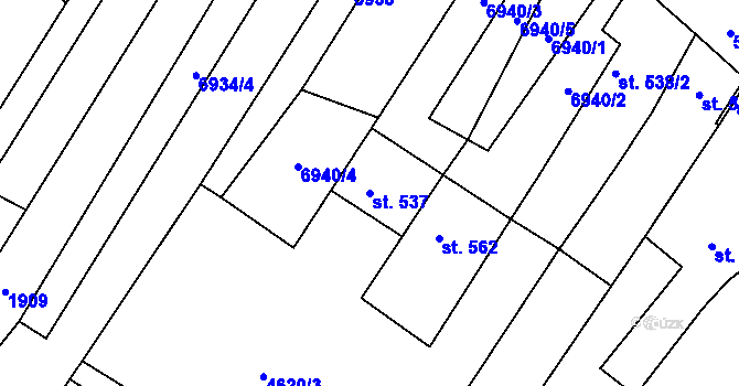 Parcela st. 537 v KÚ Hrádek u Znojma, Katastrální mapa