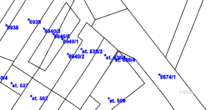 Parcela st. 538/1 v KÚ Hrádek u Znojma, Katastrální mapa