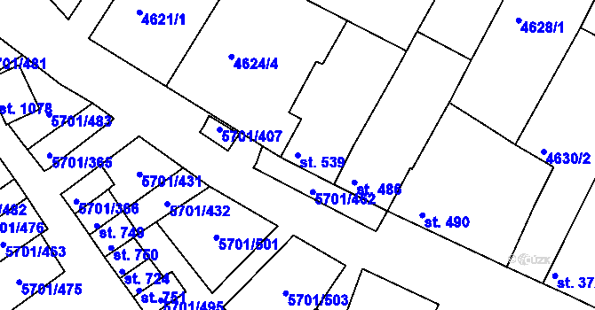 Parcela st. 539 v KÚ Hrádek u Znojma, Katastrální mapa