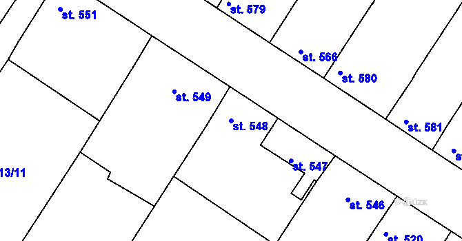 Parcela st. 548 v KÚ Hrádek u Znojma, Katastrální mapa