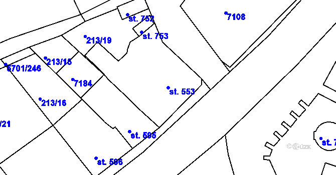 Parcela st. 553 v KÚ Hrádek u Znojma, Katastrální mapa