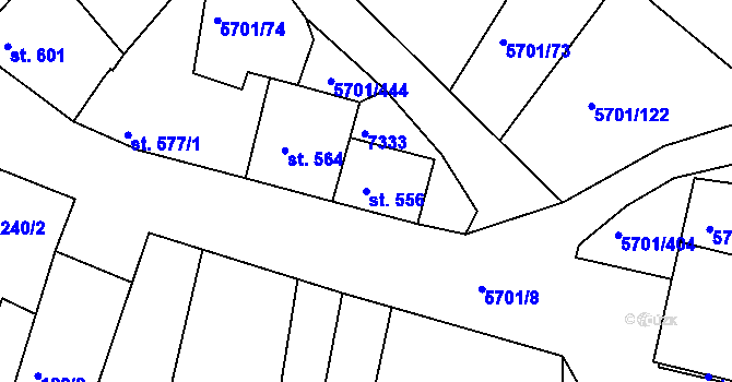 Parcela st. 556 v KÚ Hrádek u Znojma, Katastrální mapa