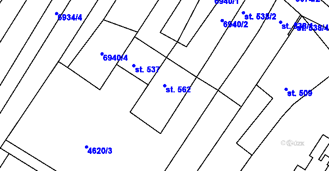 Parcela st. 562 v KÚ Hrádek u Znojma, Katastrální mapa