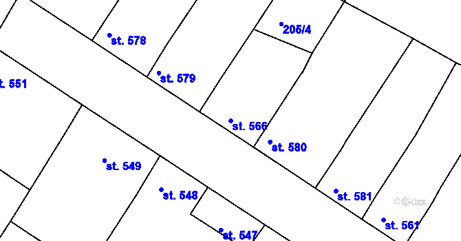 Parcela st. 566 v KÚ Hrádek u Znojma, Katastrální mapa