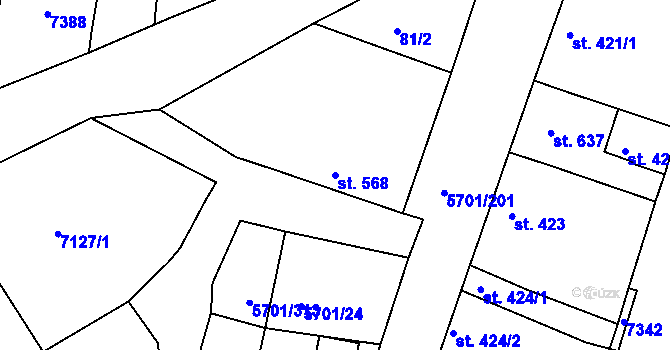 Parcela st. 568 v KÚ Hrádek u Znojma, Katastrální mapa
