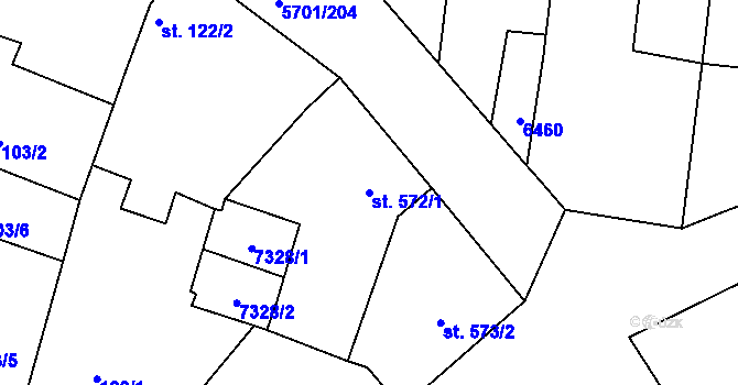 Parcela st. 572/1 v KÚ Hrádek u Znojma, Katastrální mapa