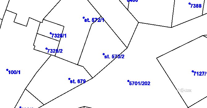 Parcela st. 573/2 v KÚ Hrádek u Znojma, Katastrální mapa