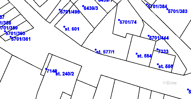 Parcela st. 577/1 v KÚ Hrádek u Znojma, Katastrální mapa