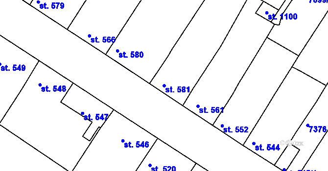 Parcela st. 581 v KÚ Hrádek u Znojma, Katastrální mapa