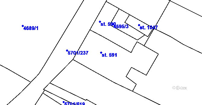 Parcela st. 591 v KÚ Hrádek u Znojma, Katastrální mapa