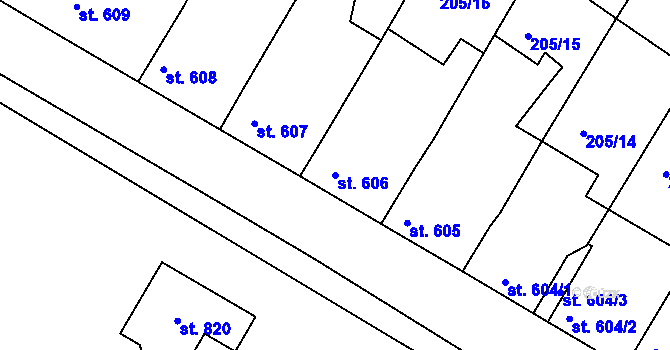 Parcela st. 606 v KÚ Hrádek u Znojma, Katastrální mapa