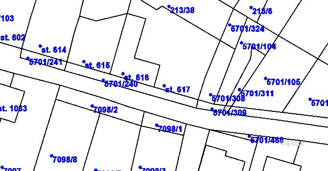 Parcela st. 617 v KÚ Hrádek u Znojma, Katastrální mapa