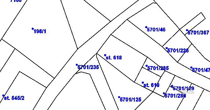 Parcela st. 618 v KÚ Hrádek u Znojma, Katastrální mapa
