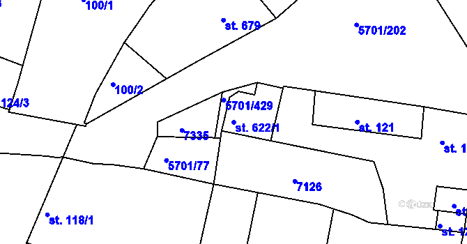 Parcela st. 622/1 v KÚ Hrádek u Znojma, Katastrální mapa