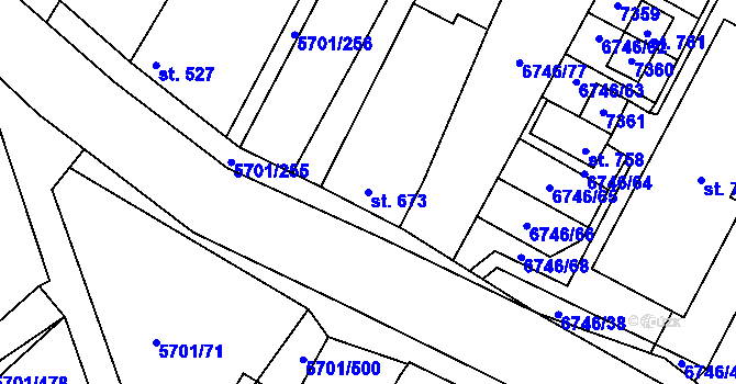 Parcela st. 673 v KÚ Hrádek u Znojma, Katastrální mapa