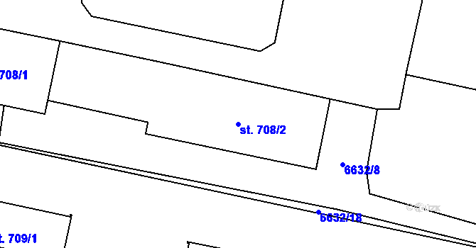 Parcela st. 708/2 v KÚ Hrádek u Znojma, Katastrální mapa