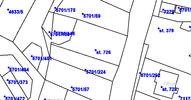 Parcela st. 726 v KÚ Hrádek u Znojma, Katastrální mapa