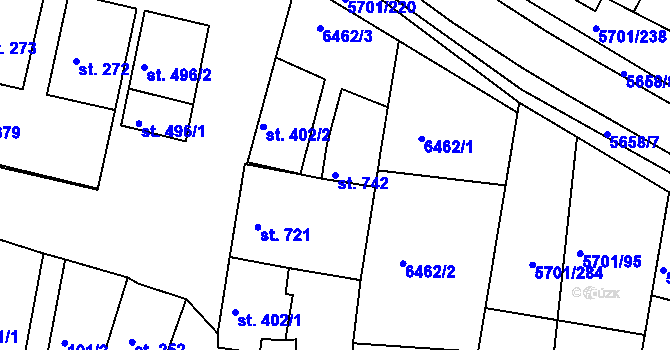 Parcela st. 742 v KÚ Hrádek u Znojma, Katastrální mapa