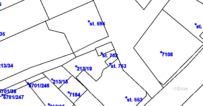 Parcela st. 752 v KÚ Hrádek u Znojma, Katastrální mapa