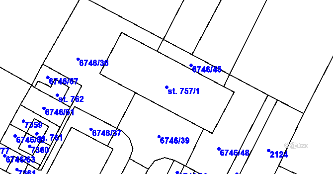 Parcela st. 757/1 v KÚ Hrádek u Znojma, Katastrální mapa