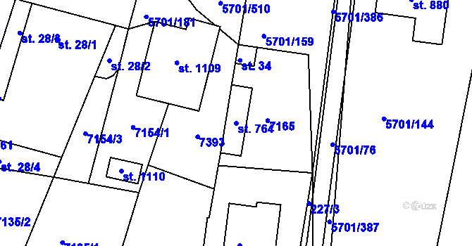 Parcela st. 764 v KÚ Hrádek u Znojma, Katastrální mapa