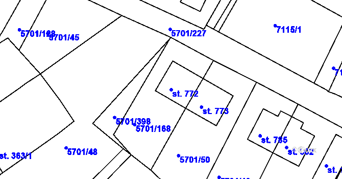Parcela st. 772 v KÚ Hrádek u Znojma, Katastrální mapa