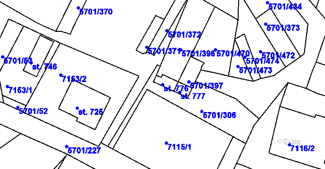 Parcela st. 776 v KÚ Hrádek u Znojma, Katastrální mapa