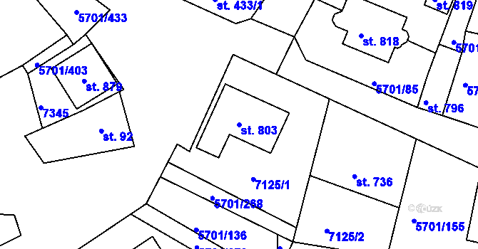 Parcela st. 803 v KÚ Hrádek u Znojma, Katastrální mapa