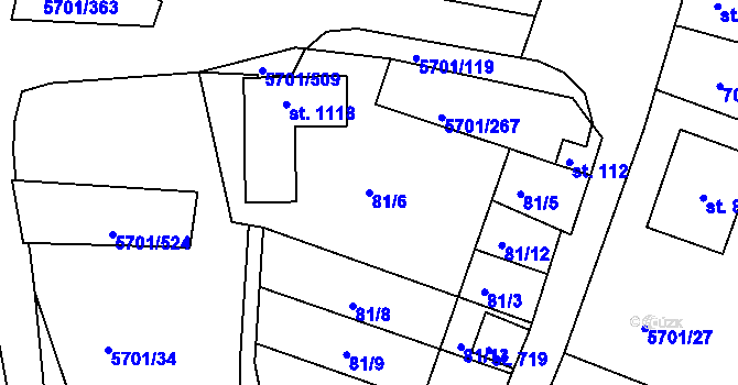 Parcela st. 81/6 v KÚ Hrádek u Znojma, Katastrální mapa
