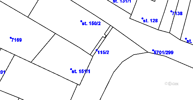 Parcela st. 115/2 v KÚ Hrádek u Znojma, Katastrální mapa