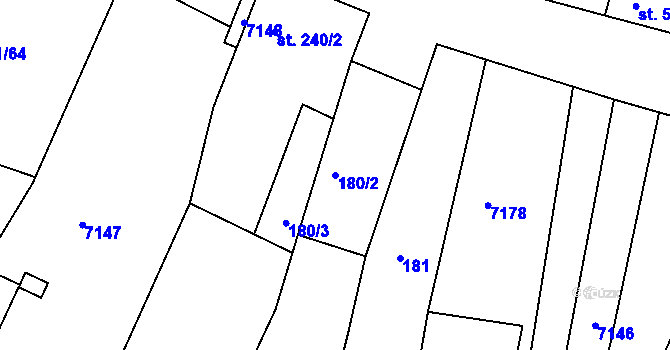 Parcela st. 180/2 v KÚ Hrádek u Znojma, Katastrální mapa