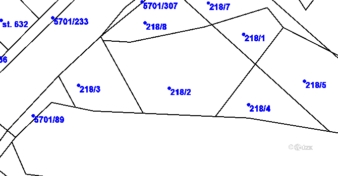 Parcela st. 218/2 v KÚ Hrádek u Znojma, Katastrální mapa