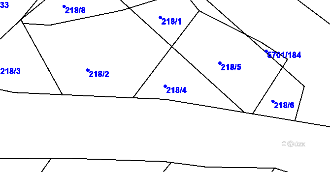 Parcela st. 218/4 v KÚ Hrádek u Znojma, Katastrální mapa
