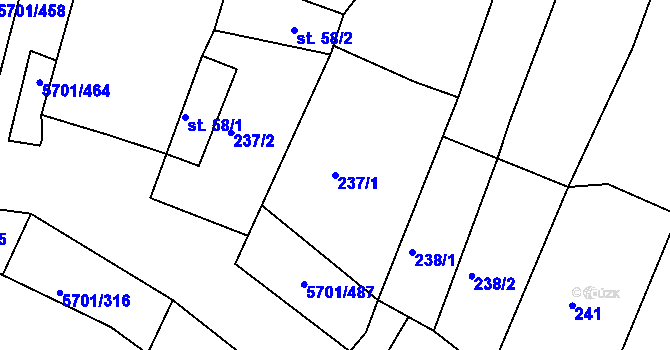 Parcela st. 237/1 v KÚ Hrádek u Znojma, Katastrální mapa