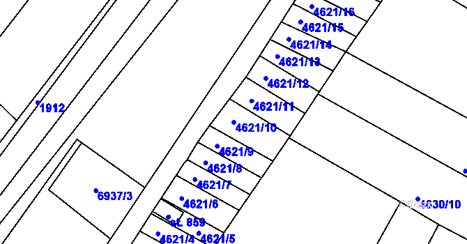 Parcela st. 4621/10 v KÚ Hrádek u Znojma, Katastrální mapa