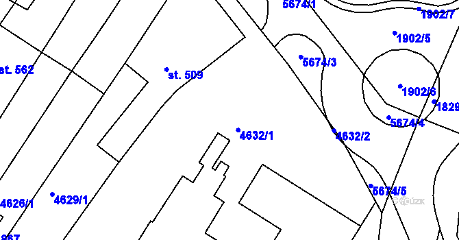 Parcela st. 4632 v KÚ Hrádek u Znojma, Katastrální mapa